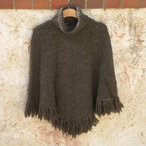 Arden B turtleneck fringe poncho